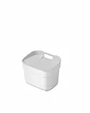 CURVER Poubelle de Tri 5L 'Ready To Collect' - Utilisable en Compost - Avec Support Mural pour Mur ou Porte - Cuisine, Salle de Bain, Buanderie - 100% Recyclé - Blanc
