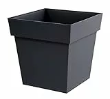 EDA - Pot de Fleurs Carré TOSCANE 38 L - Zone de Rétention d'Eau - Usage Intérieur ou Extérieur - 39 x 39 x 39 cm - Gris anthracite
