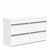 Demeyere Commode 6 Tiroirs Moderne avec Poignées Ergonomiques en Bois – Coloris Blanc – Chambre pour Adulte Clyde – 50 x 154,5 x 89,2 cm