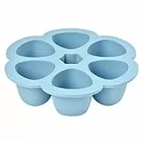 BÉABA, Multiportions Silicone de qualité premium, Résistance thermique extrême, Four et micro-onde, 6 alvéoles indépendantes, Couvercle hermétique, Fabriqué en Italie, 6x90 ml, Bleu