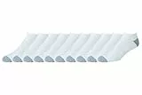 Amazon Essentials Chaussettes de sport invisibles haute performance en coton, rembourrées et respirantes Homme, 10 Paires, Blanc, 41-45