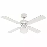 Westinghouse- 72185 Ventilateur de plafond d’intérieur blanc de 105 cm Vegas, kit d‘éclairage LED avec verre opale dépoli
