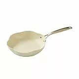 MENASTYL - Poêle 20cm Dahlia sans PFAS - Revêtement céramique antiadhésif crème - 98% d'aluminium recyclé - Tous feux dont induction et lave-vaisselle - Poignée rivetée en inox - 6020937