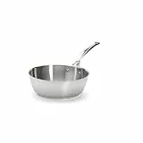 De Buyer - Sauteuse bombée en inox MILADY - 24 cm - Fabriquée en France, Sans PFAS, Inox 18/10 Performant et Résistant, Fond Sandwich, Tous Feux + Four, Finition Poli Brillant