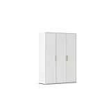 Rauch Möbel Hamilton, Armoire Chambre, penderie, vestiaire, Armoire de Rangement, 3 Portes, Couleur Blanc, poignée en Bois de chêne Massif, 140x194x54cm