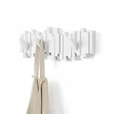Umbra Sticks Portemanteau mural 5 crochets rabattables, Blanc, 48 x 18 x 3 cm