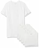 Amazon Essentials Maillots de Corps en Coton à Col Rond, Basiques, Doux et Polyvalents Homme, Lot de 6, Blanc, L