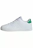adidas Mixte Advantage 2.0 Shoes Junior Chaussures Basses Non liées au Football, Cloud White/Cloud White/Green, 38 2/3 EU
