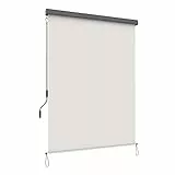 SONGMICS 2.5 x 1.4 m (H x L), Store Vertical, Brise-Vue rétractable, Paravent d’extérieur, Pare-Soleil, pour Balcon, Patio, terrasse et Jardin, avec boîtier, Protection de Vie privée, Beige GSA165BE