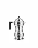 Alessi - MDL02/3BFM - Cafetière Expresso Design, Poignée et Bouton PA, Fonte d'Aluminium pour Plaques à Induction, 3 Tasses, Noir