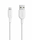 Anker cable iPhone, PowerLine II Câble Lightning vers USB résistant certifié MFi pour iPhone XS/XS Max/XR/X/8/8 Plus/SE/7/7 Plus/6s/6/6 Plus/5S/5/iPad Pro(Blanc, 0,9m)