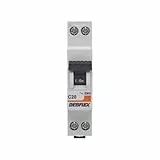 DEBFLEX - Disjoncteur 20A Phase + Neutre 3KA - Module Coupe-Circuit - Certifié NF - Installation dans Tableau Electrique - Gris