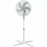 Grunkel - Ventilateur sur pied de 16' avec 3 vitesses et hauteur réglable - FAN-G165X - Base en forme de lame de 62 cm de diamètre et 3 pales semi-transparentes - 50 W - Blanc
