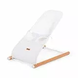 CHILDHOME, Transat Bébé, Ergonomique, Dès la naissance, Mouvement balance, Maintien Optimal Dos et Cou, Harnais Sécurité, Bois de Hêtre, Tissu 3D Respirant, Poche de Rangement, Transat Evolux, Blanc