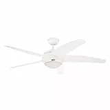 72140 Ventilateur de plafond d'intérieur à cinq pales et une lampe Bendan de 132 cm, finition blanc avec verre opale dépoli