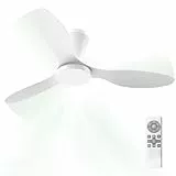 Airwit 106 cm Ventilateur de Plafond avec Lumiere et Telecommande, 3CCT, Dimmable, 6 Vitesses Silencieux Ventilateur Plafond LED pour Chambre, Salon, Cuisine, Fonction Mémoire, Blanc