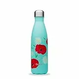 Qwetch - Bouteille Isotherme Coquelicot 500ml - Gourde Nomade Inox - 24h Froid et 12h Chaud - Etanche, Sans BPA & Réutilisable