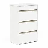 Demeyere Commode Chambre Adulte avec 3 Grands Tiroirs Et 1 Petit Tiroir Moderne en Bois – Coloris Blanc – Chambre pour Adulte Clyde – 50 x 78,3 x 123,3 cm