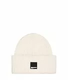KARL LAGERFELD JEANS Femme Bonnet avec Logo Encadré Blanc, One Size