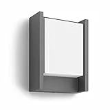 Philips Arbor Applique murale d'extérieur LED (6 W), lampe d'extérieur résistante aux intempéries avec lumière blanc chaud, éclairage LED à économie d'énergie, anthracite