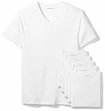 Amazon Essentials Maillot de Corps avec Encolure en V, Respirant, Coton Homme, Lot de 6, Blanc, L