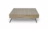 Menzzo Table Basse relevable Extensible en Bois| Table escamotable réglable en Hauteur et en Longueur | Bois, Chêne Clair, Metal| Pliée : 120 x 80 x 40 cm Dépliée : 80 x 190 x 75 cm Taille Unique