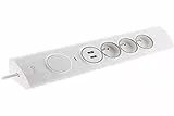 Multiprise d'angle 3P 16A + 1P 16A latérale + 2 USB parafoudre précâblée - Blanc - Otio