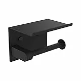 Ibergrif MK34053B, Porte Papier Toilette, Support Papier Toilette Mural, 304 Acier Inoxydable Porte Rouleau Toilette, Installation avec Vis ou 3M Auto-adhésif, Noir Taille Unique