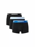 Lacoste Lot de 3 boxers en coton stretch avec logo pour homme Noir/bleu clair/bleu, Noir/bleu clair/bleu, L