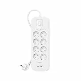 Belkin Multiprise USB avec Protection Contre Les surtensions à 8 Prises CA, Montage Mural, câble de 2 m, 2 Ports USB-C PD à Charge Rapide, LED d'état, 900 Joules de défense électrique