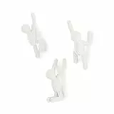 Umbra Buddy Hooks assorted. Crochets muraux Buddy de Umbra - Porte-manteau mural décoratif, ensemble de 3, blancs, 20 X 7.6