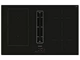 Siemens ED811BS16E iQ300 Plaque de cuisson avec hotte aspirante (induction), 80 cm, sans cadre, noire, affleurante, touchControl, powerBoost. Augmente la puissance des différentes zones à induction
