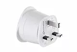 Electraline 70053 Adaptateur de voyage France/Europe vers UK 2 Broches Europe vers 3 Broches Uk, White