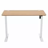 Amazon Basics Bureau assis-debout électrique réglable en hauteur, ergonomique, facile à utiliser, plateau en hêtre et cadre blanc, 120 x 60 cm
