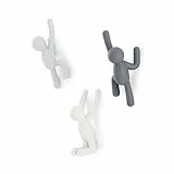 Umbra Buddy Hooks. Crochets muraux Buddy - Porte-manteau mural décoratif, ensemble de 3, Gris Assorti, Taille normale