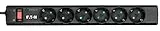 Eaton Protection Strip 6 DIN Bloc multiprise avec protection contre les surtensions (prise Schuko 6 prises commutable) Noir