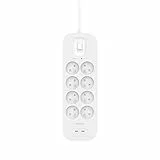 Belkin Multiprise parafoudre avec USB 8 prises, prise électrique (montage mural, cordon d'alimentation de 2 m, voyant lumineux vert, 2 ports USB-C, recharge rapide PD, protection jusqu'à 900 joules)