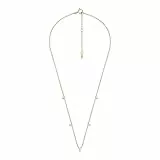 Fossil Collier Pour Femmes Sadie, Longueur : 355mm+50mm, Largeur : 3mm, Hauteur : 5mm Collier En Laiton Plaqué Or 14K, JA7131710