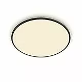 Philips Plafonnier Extérieur LED, Noir, Blanc Chaud, Philips Superslim 15W, IP54 Résistant à l'Eau pour Jardin, Patio et Éclairage de Terrasse.