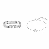 Lacoste Bracelet à Maillons pour Homme Collection METROPOLE Embelli avec motif petit piqué - 2040117 & Bracelet en Chaîne pour Femme Collection CROCODILE - 2040046