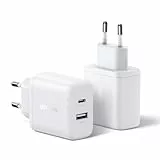 UGREEN 2Pcs 20W Chargeur USB C Rapide iPhone 2 Ports GaN Prise Secteur Compatible avec iPhone 17 Pro Max Air 16 15 14 13 12 11 Plus Pixel 9 8 Pro XL 7a Galaxy S25 S24 S23 S22 Ultra A56 A16 A06 iPad