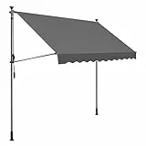 SONGMICS Store Banne Manuel, Store Extérieur Terrasse, Réglable en Hauteur, avec Manivelle, Protection Solaire, pour Balcon, Terrasse, Jardin, 300 x 130 cm, Gris Anthracite GSA313G02