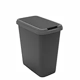 Sundis Green Bin, poubelle de tri sélectif 25 L d’intérieur, rectangulaire, en plastique recyclé noir, couvercle à bascule ou fixe, avec stickers pour cuisine, bureau, buanderie, atelier, garage