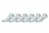 Amazon Essentials Chaussettes Invisibles en Coton pour Hommes, Rembourrées et Respirant, Style Sportif Homme, 6 Paires, Blanc, 41-45