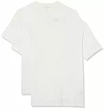 Amazon Essentials T-Shirts Col en v à Manches Courtes Homme, Lot de 2, Blanc, L
