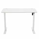 Amazon Basics Bureau assis-debout électrique réglable en hauteur, ergonomique, facile à utiliser, plateau blanc et cadre blanc, 120 x 60 cm