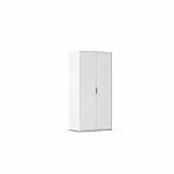 Rauch Möbel Hamilton, Armoire Chambre, penderie, vestiaire, Armoire de Rangement, 2 Portes, Couleur Blanc, poignée Courte Gris métallisé, 93x194x54cm