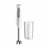 Braun MultiQuick 5 MQ 50.001 M, Mixeur Manuel avec PowerBell Plus Technologie, 21 Vitesse Roue+Turbo, Système Click Plus, Mixeur avec Poignée Ergo, Came en Acier et Bécher de 600ml, 1000W, Blanc