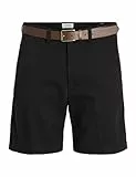 JACK & JONES W Belt Jpstmarco Jjfranco Short Chino avec Ceinture, Noir, M Hommes