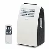 SereneLife Climatiseur Mobile Silencieux,7K BTU, Climatiseur Portable 3-en-1 avec Fonction Déshumidificateur Intégrée, Mode Ventilateur, Télécommande, Kit d'Évacuation Complet pour Fenêtre,Blanc